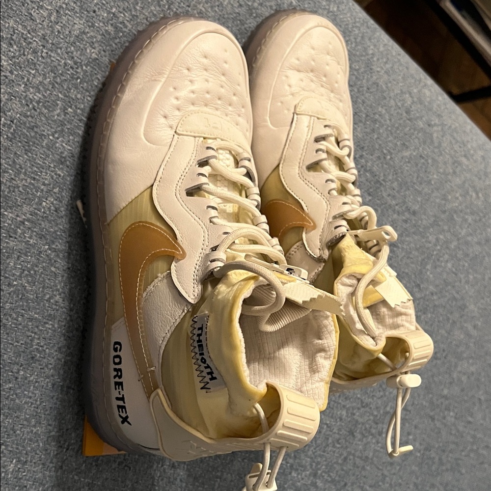 Nike White and Gold Gore-Tex Sneakers
